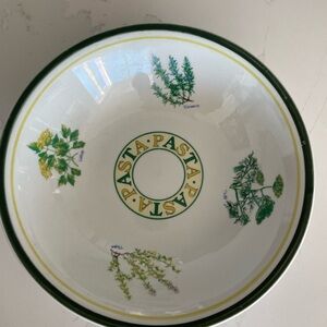 Italian Villa “Pasta Pasta Pasta” Serving Bowl | Herb Motif Ceramic Bowl